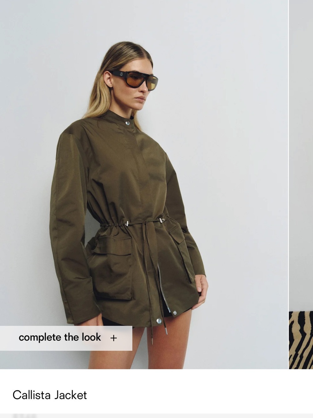 Reformation Callista Jacket in Olive Green